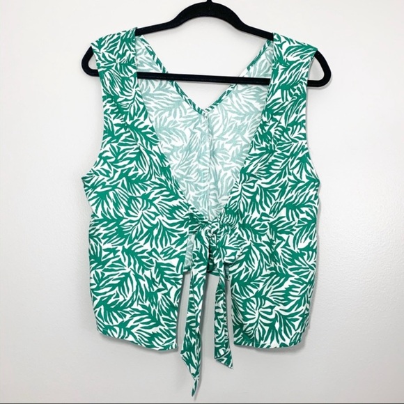 TopShop Matisse Tie Back Open Back Green White Sleeveless Top NWT Size 6 - Picture 7 of 9